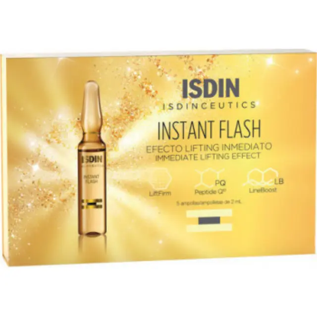 Isdin Instant Flash - Άμεσο Εφέ Λίφτινγκ με Πεπτίδιο Q10 και Ισχυρή Αντιγηραντική Δράση, 5x2ml amp 2