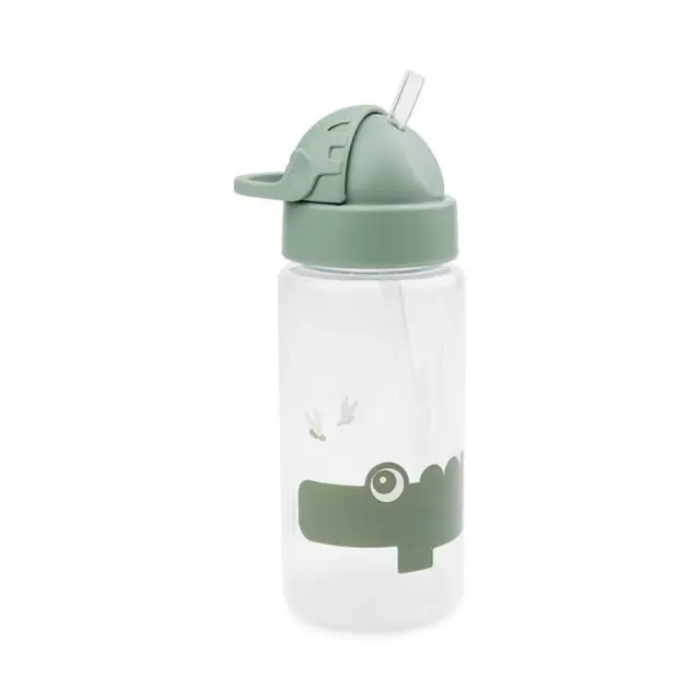 Πλαστικό Παγούρι με Καλαμάκι Done By Deer Croco Green 350ml BR76439 2