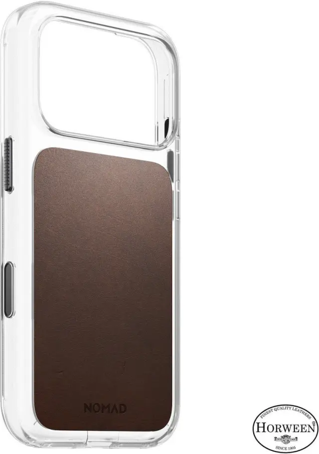 Nomad Clear Leather Case, rustic brown (Horween) - iPhone 18 Pro /17 Pro