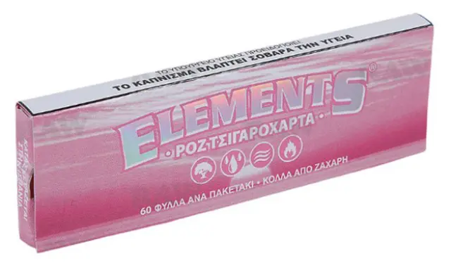 Elements Pink Slim Rolling Papers Normal Size 60pcs