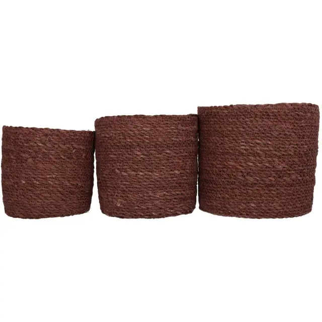 Καλάθι Almond Seagrass 20x20x18cm Σετ 3Τμχ 2