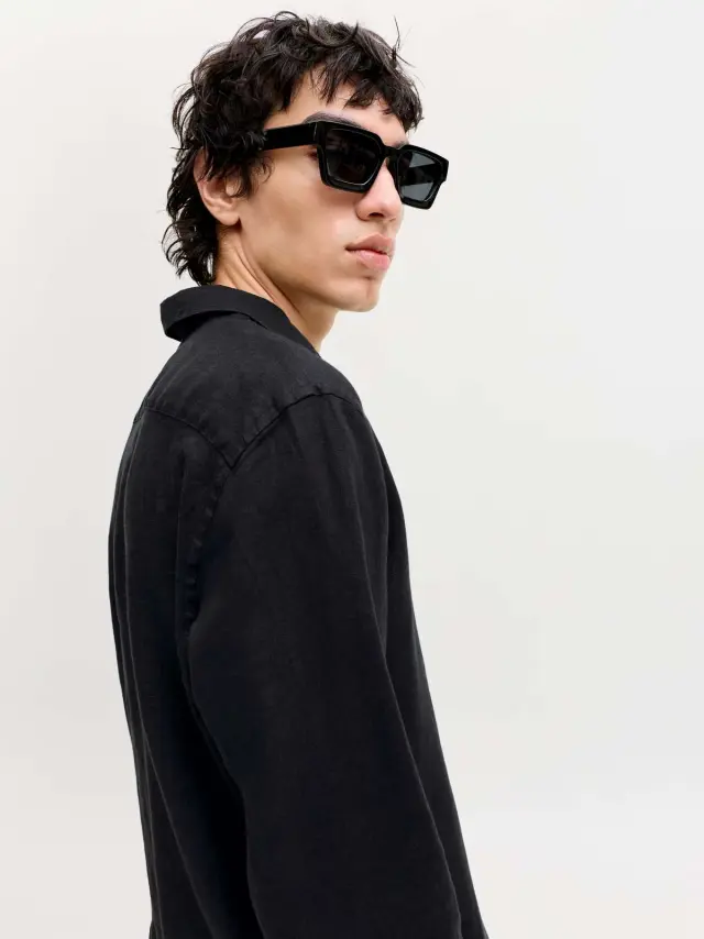 JPRBLALAWRENCE LINEN LS SHIRT SN Black 2