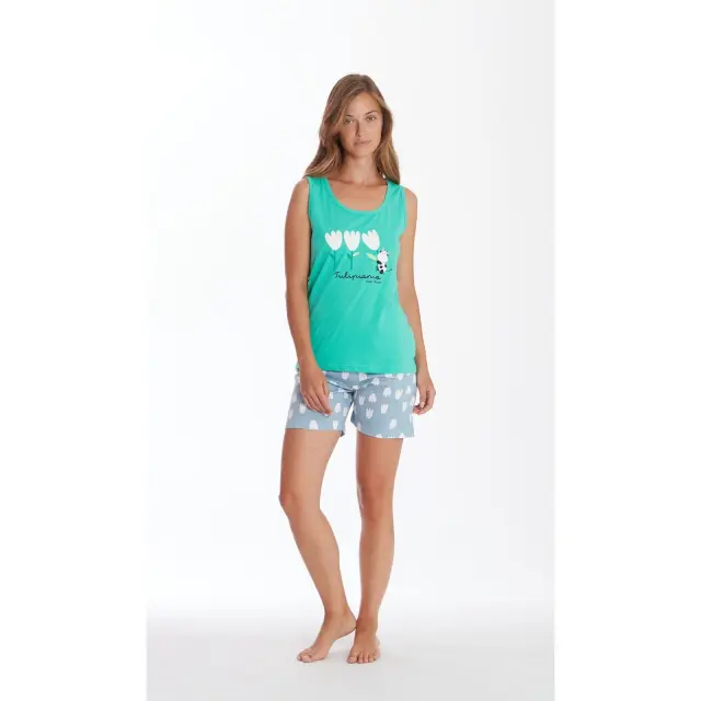 Γυναικεία πυτζάμα Tulipano 15832 Aqua Crazy Farm - L