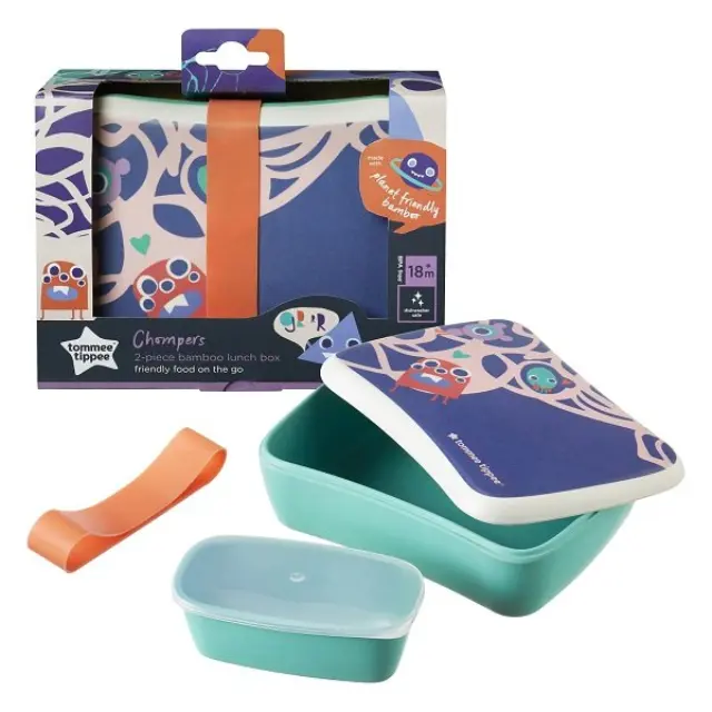 Tommee Tippee Σετ φαγητοδοχείων από μπαμπού 2τμχ με λάστιχο 18m+