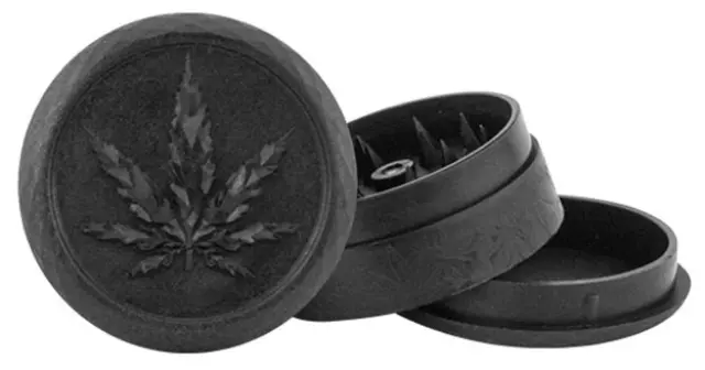 Grinder Τρίφτης Πλαστικός Leaf Μαύρο 50mm - 3 Parts