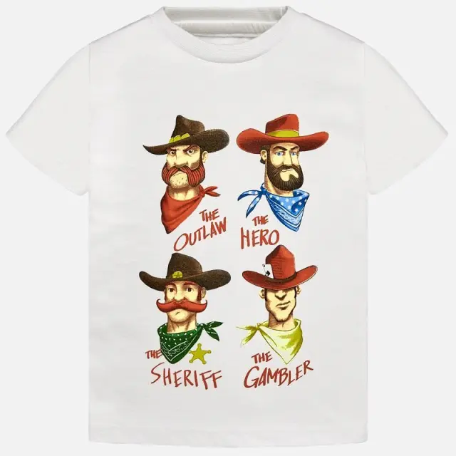 Baby 6 μηνών έως 4 ετών Μπλούζα κοντομάνικη "cowboys" κρεμ - 3Ε