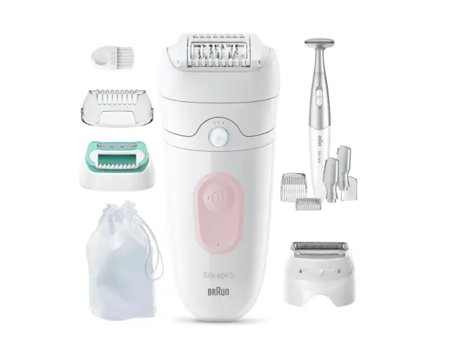 Αποτριχωτική Μηχανή Braun Silk Epil 5 Wet&Dry SE5-251 με 2 ταχύτητες και 10 εξαρτήματα - PinkSE5-251