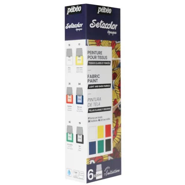 Pebeo Σετ 6 Χρώματα Υφάσματος Setacolor Opaque Ματ 6x20ml