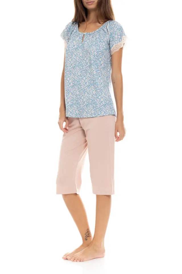 S1414 - Type - PYJAMA CAPRI PANTS BLUE FLOWER 3