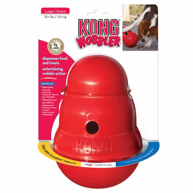 Kong Wobbler Παιχνίδι Διανομής Φαγητού για Σκύλους Κόκκινο - S