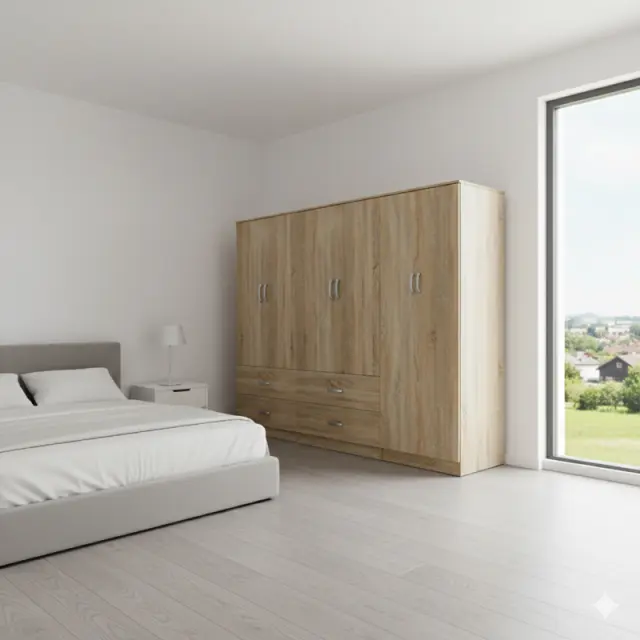 Ντουλάπα εξάφυλλη Athos pakoworld sonoma 240x42x180εκ