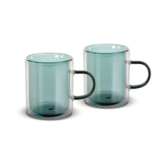 Σετ Ποτήρια Τσαγιού VASO Lamart LT9122 Γυάλινα με Διπλό Τοίχωμα 350ml Πράσινο 2 Τεμ