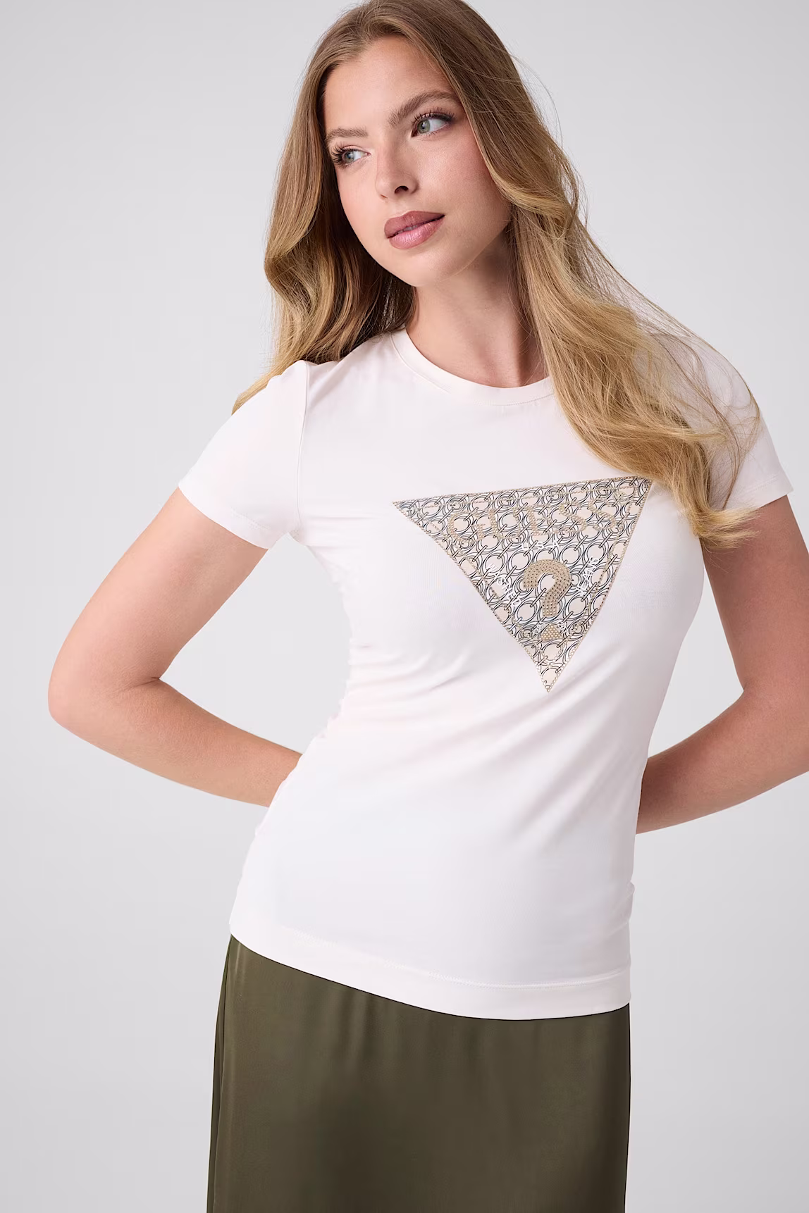 GUESS Κρεμ Μπλούζα με λογότυπο Κρεμ - XL