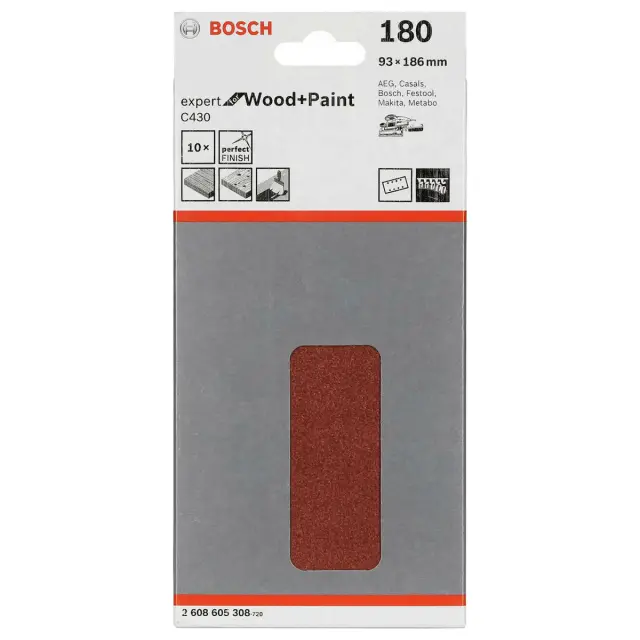 Φύλλο Λείανσης BOSCH C430 93x186mm K180 10Τμχ