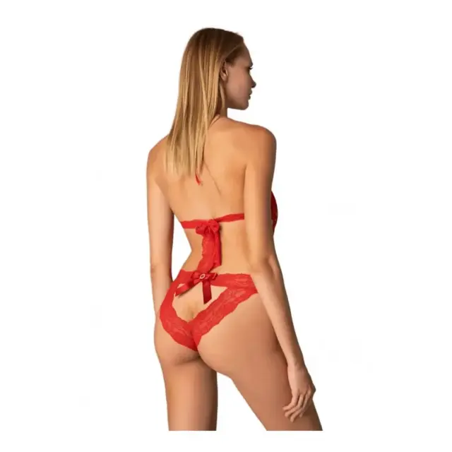 Milena Γυναικείο Κορμάκι String Όλο Δαντέλα Ανοίγματα, Χρώμα Κόκκινο 2