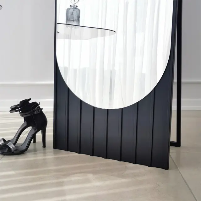 Stewehome Καθρέπτης με Στήριγμα Midnight με Μαύρο Σκελετό 45x170x170 cm 3