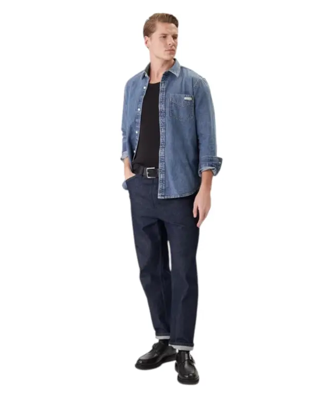 Calvin Klein - Ανδρικό Πουκάμισο Jean Vintage Indigo LV04RE708G-WHZ Μπλε 3