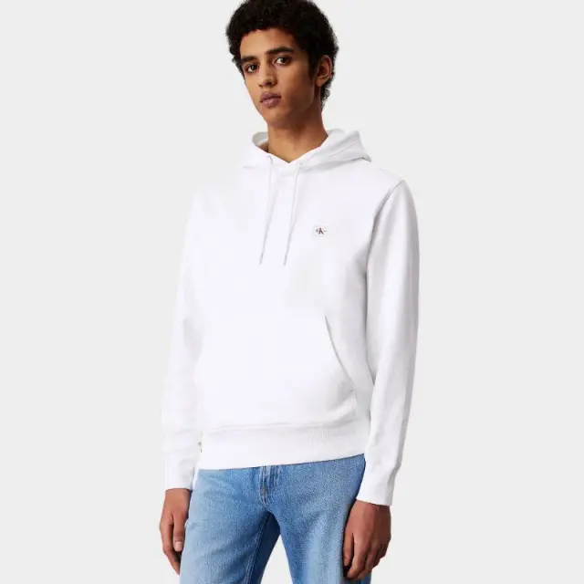 Calvin Klein - Woven Label Hoodie Φούτερ J30J327113-YAF Λευκό - L