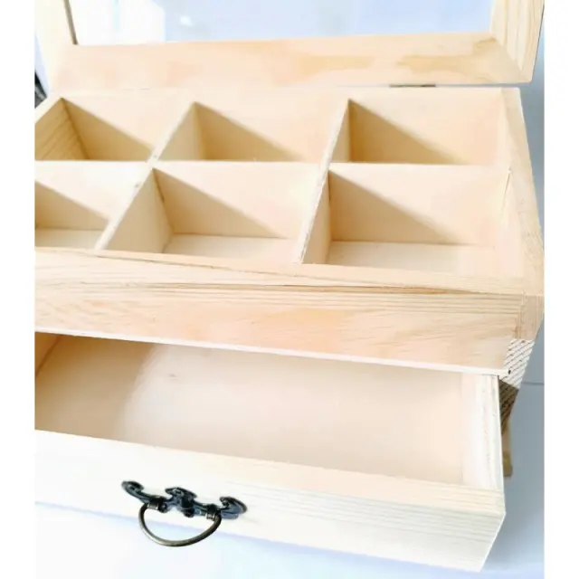 Μπιζουτιέρα ξύλινη με συρτάρι 23x13x10cm 2