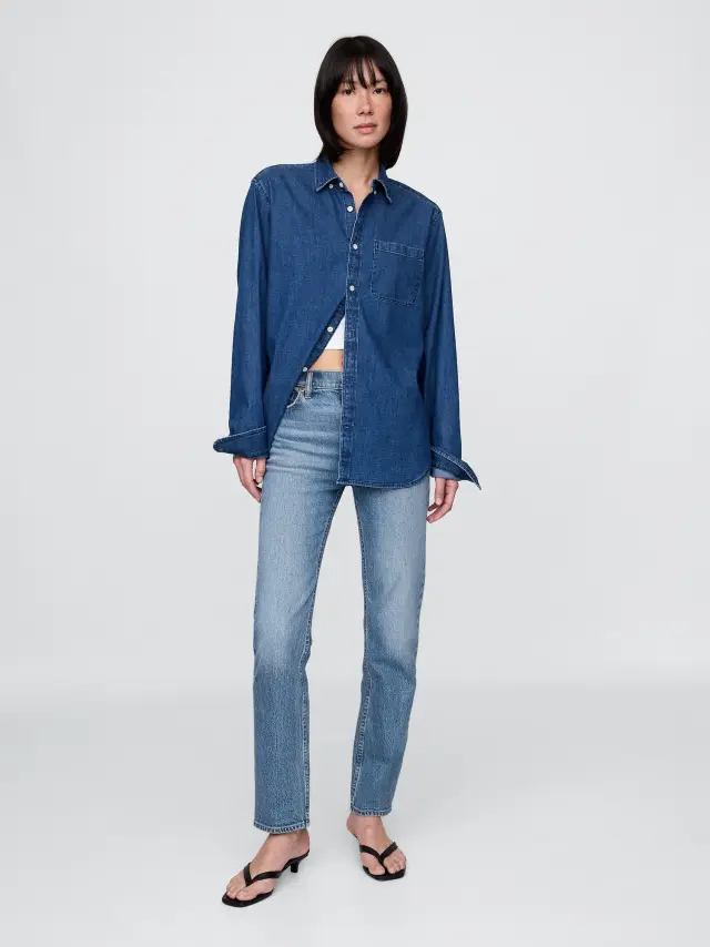 Μπλε High Rise '90s Straight Τζιν Παντελόνι New medium wash