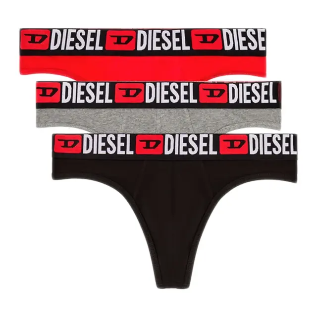 Diesel Ανδρικό String Rick D-Core - Τριπλό Πακέτο, Χρώμα Μαύρο-Γκρι-Κόκκινο - S