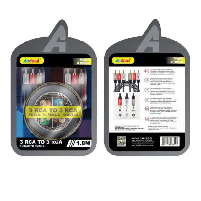 Andowl Καλώδιο 3 RCA σε 3 RCA 2.0M Q-HD622 - Cable public to public Z774172