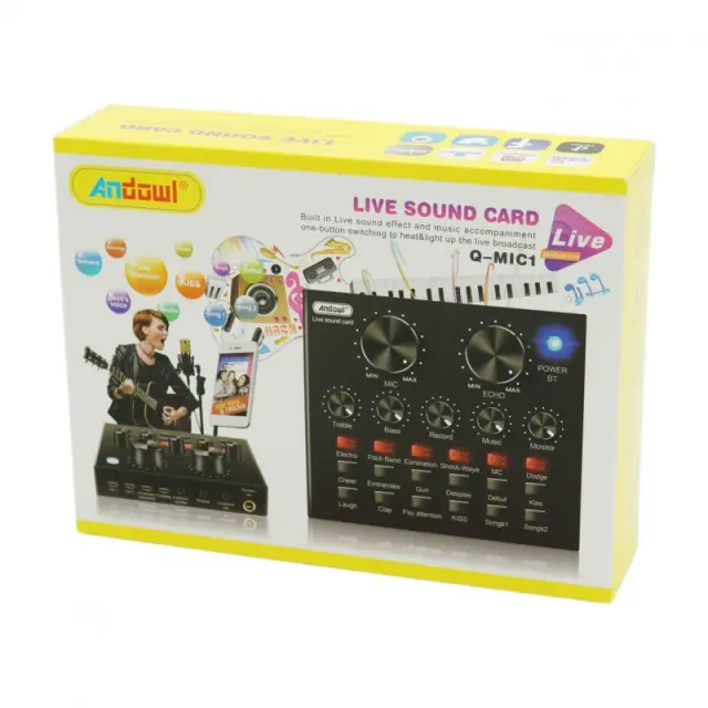 Andowl Q-MIC1 Εξωτερική Επαγγελματική Κάρτα Ήχου Συνδεσιμότητα USB