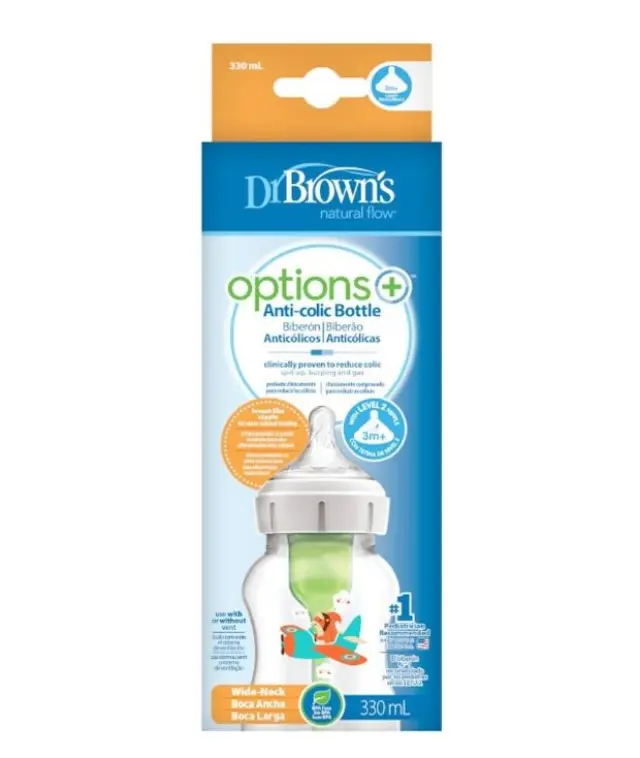 Dr. Brown's Μπιμπερό Πλαστικό Options Σκίουρος με Φαρδύ Λαιμό 330 ml (WB 111001)