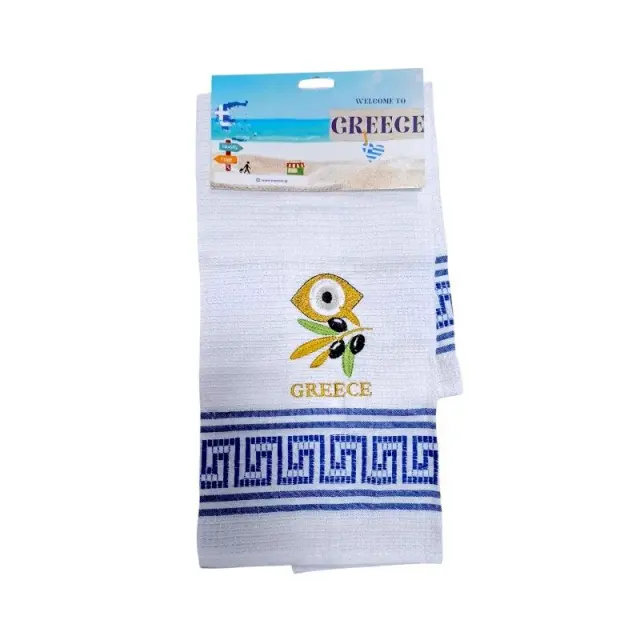 Πετσέτα ποτηρόπανο Souvenir με κέντημα - Σετ 12pcs - Greece - 416211