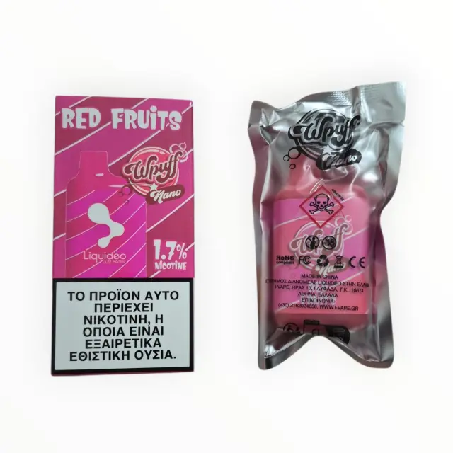 Liquideo Wpuff Nano Red Fruits 1.7% (18mg/ml)- Ηλεκτρονικο Τσιγάρο μιας χρήσης(600 Puffs)