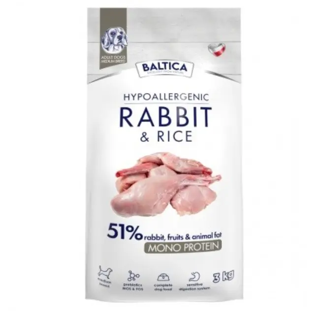 BALTICA Nutraceutic Hypoallergenic M Rabbit with rice - dry dog food - 3kg