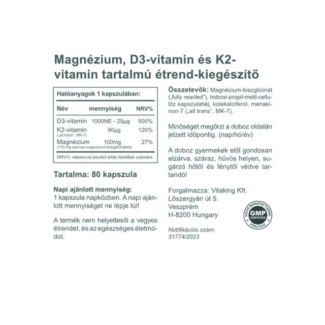Vitaking MagneTrio D3+K2+ Magnsium bisglycinate 2