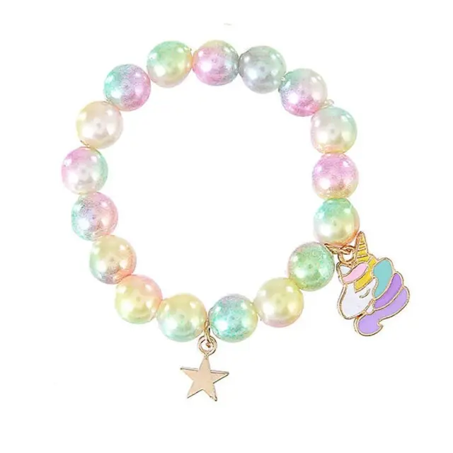 Team Unicorn Βραχιόλι με πολύχρωμες πέρλες / KD020302 (FUNLOCKETS)