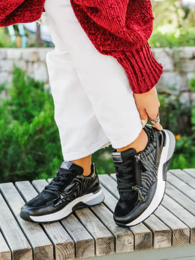 Gabor Sneakers Γυναικείο Δέρμα-Δέρμα Nubuck Μαύρο GAB/56848 37-schwarz - 36 2