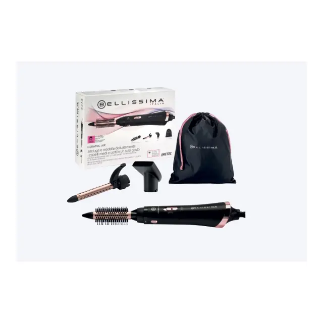 Bellissima Ceramic Air 3in1 Κεραμική Ηλεκτρική Βούρτσα με Αέρα για Ίσιωμα και Μπούκλες 800W Black 2