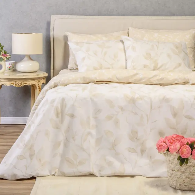 Σετ Σεντόνια 235x270 Υπέρδιπλα Ultra Line Melinen Pearl Beige 100% βαμβακερόΧωρίς Λάστιχο