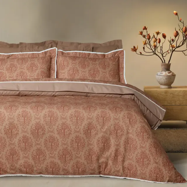 Σετ Παπλωματοθήκη 220x240 Υπέρδιπλη Prestige Das Home 1731 Terracotta 100% Βαμβακοσατέν