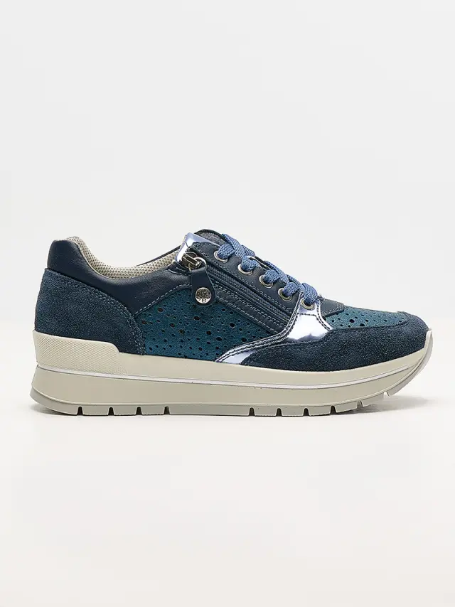 Imac Sneakers Γυναικείο δέρμα/δέρμα Nubuck Μπλέ IMA/557050 JEANS/METAL 3