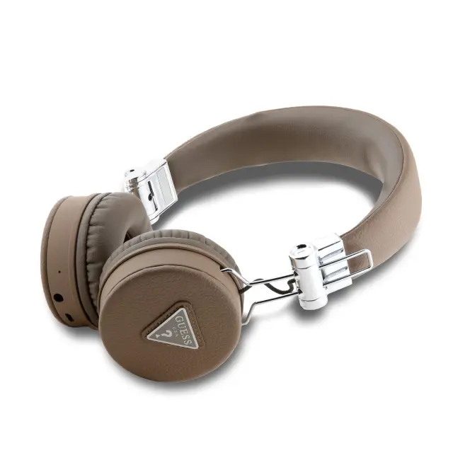 Guess PU Grained Triangle Logo ENC Wireless Headphone Brown 2