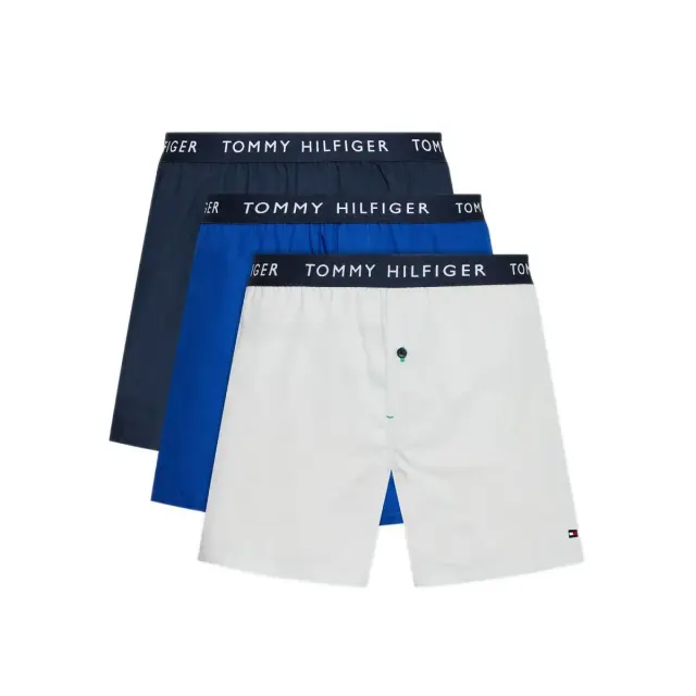 Tommy Hilfiger Ανδρικό Boxer Ποπλίνα Shorts - Τριπλό Πακέτο, Χρώμα Des Sky-Bold Blu-Light Cast