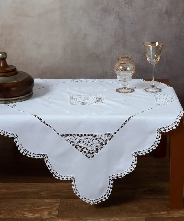 Καρέ με πλεκτό 1153 (90cm x 90cm) λευκό - -