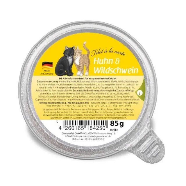 GRANATAPET Filet &aacute; la carte Chicken with wild boar - wet cat food - 85g