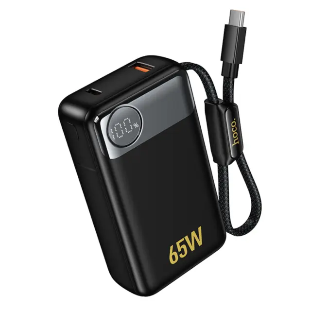 Power Bank Hoco Q53 Skillful 12000mAh PD65W QC3.0 1xUSB-C 1xUSB-A με Ενσωματωμένο Καλώδιο USB-C και LED Ένδειξη Μαύρο
