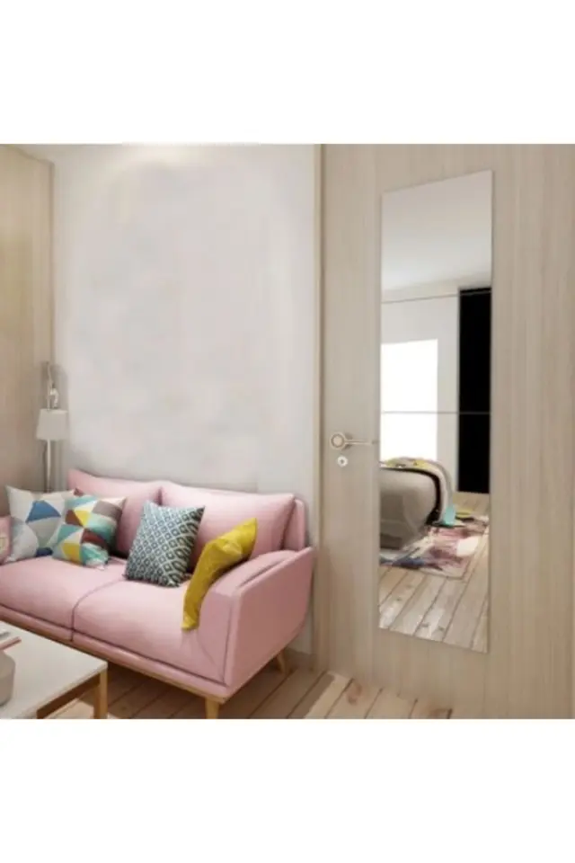 Stewehome Ανθεκτικός καθρέφτης τοίχου από πλαστικό σε σχήμα τετράγωνο Ασημί 30x30 cm 2