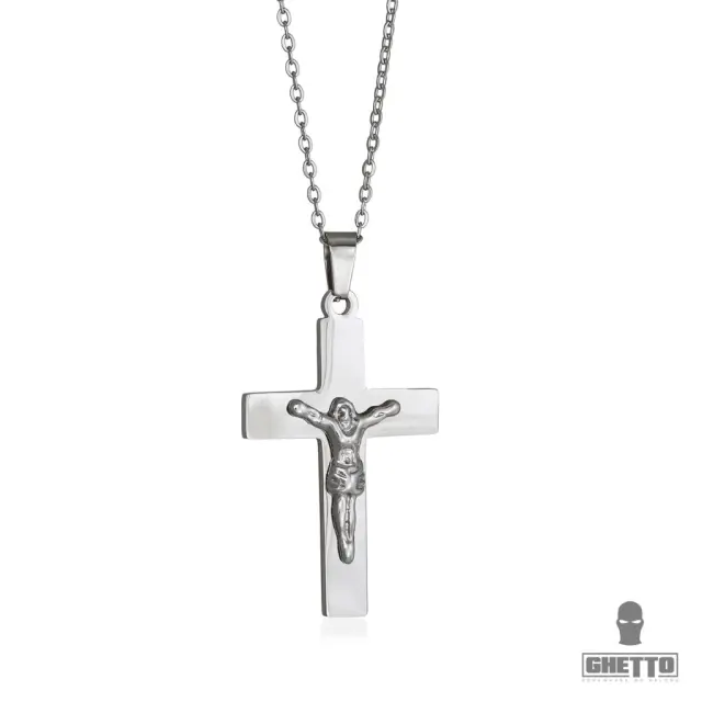 Ghetto Popular Jesus Cross Pendant Necklace Silver