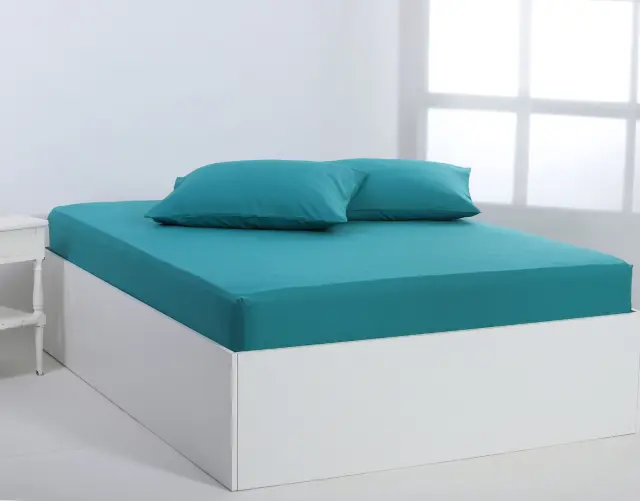 Βαμβακερό σεντόνι essentials (245cm x 267cm) teal blue - -