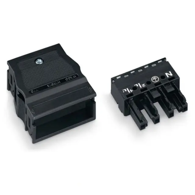 Pluggable socket 770-104 5-pole with strain relief Black