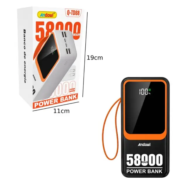 Andowl Power Bank με Ψηφιακή Οθόνη LED 58000mAh Q-TD88 - LED Display Power Bank 0751201 3