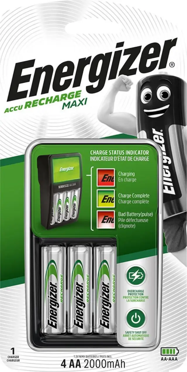 Φορτιστής Μπαταριών Energizer Maxi για AA / AAA με 4 ΑΑ 2000mAh Μπαταρίες