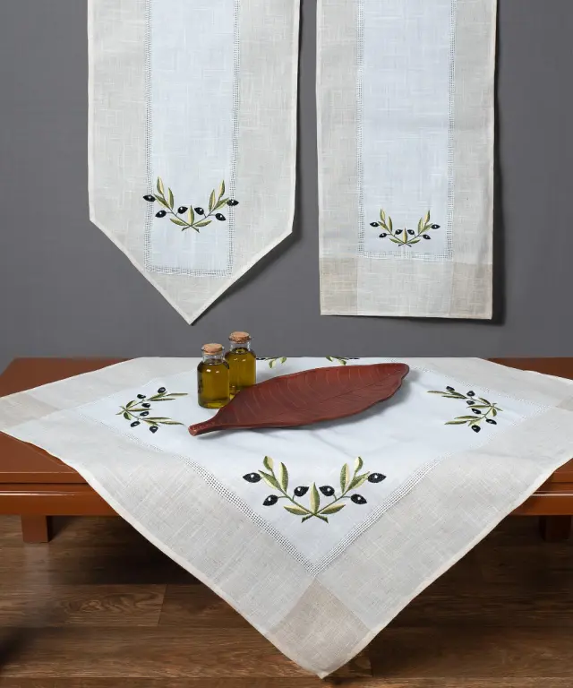 Τραβέρσα bg23a (40cm x 110cm) ivory με μαύρη ελιά - -